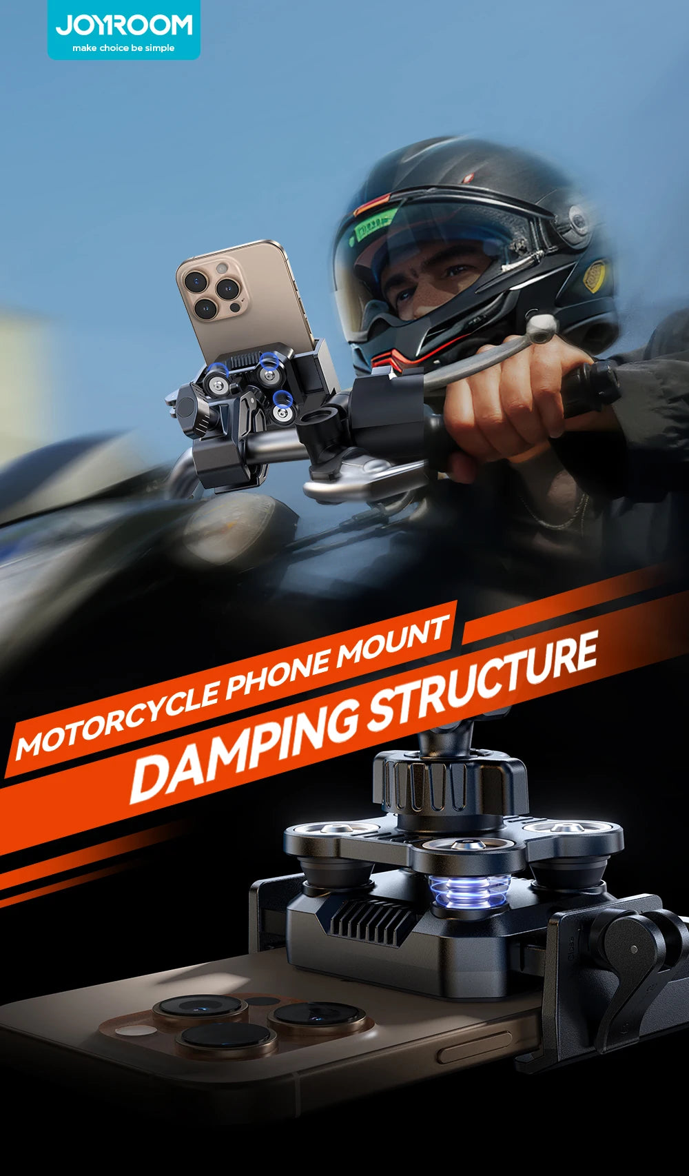 Shockproof Bike Phone Holder Half Enclosure 360° View Motorcycle Phone Mount Bicycle Cell Phone Holder For 4.7-7" Phones