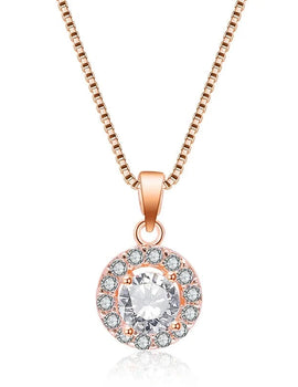 Simple Round Cubic Zirconia Pendant Necklace for Women Fashion Crystal Necklaces