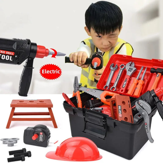 Toolbox Kit Educational Toys Simulation Repair Tools Toys Drill Plastic Game Learning Engineering Puzzle Toys Gifts For Boy