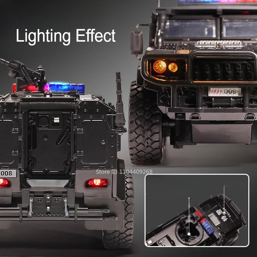 1:32 VDV SWAT Sabertooth Armored Car Model Toy Shock Absorption Police Cars Music Light Off-road Vehicle Sound Light Boys Gifts