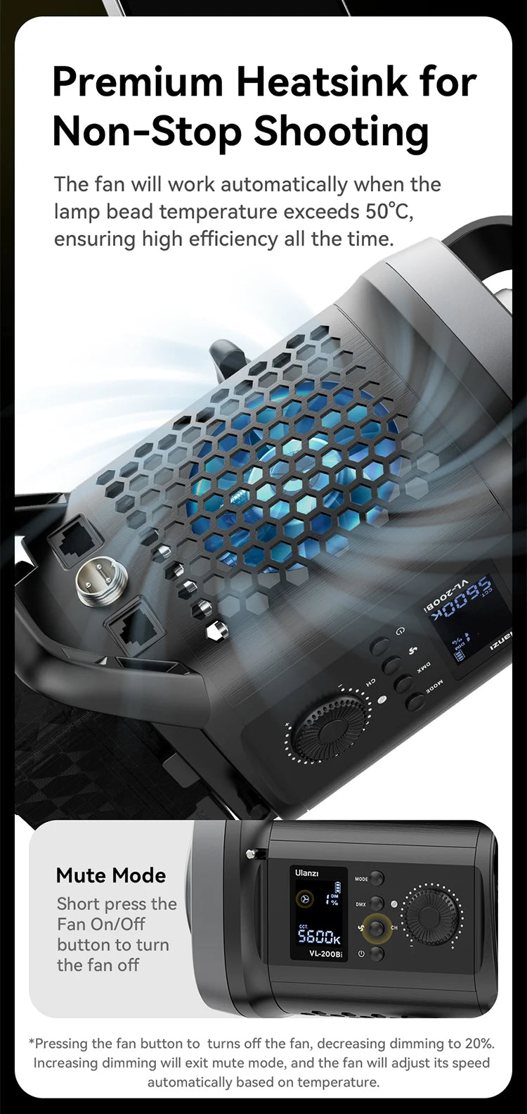 200W Bi-Color LED Video Light – Dimmable, Wireless APP Control, Continuous Studio & Photography Lighting