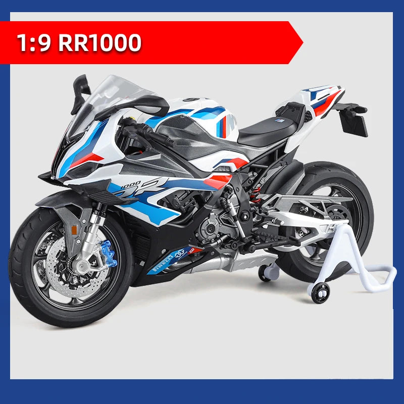 1:9 BMW S1000RR 2024 Alloy Die Cast Motorcycle Model Vehicle Collection Sound and Light Off Road Autocycle Toys Car