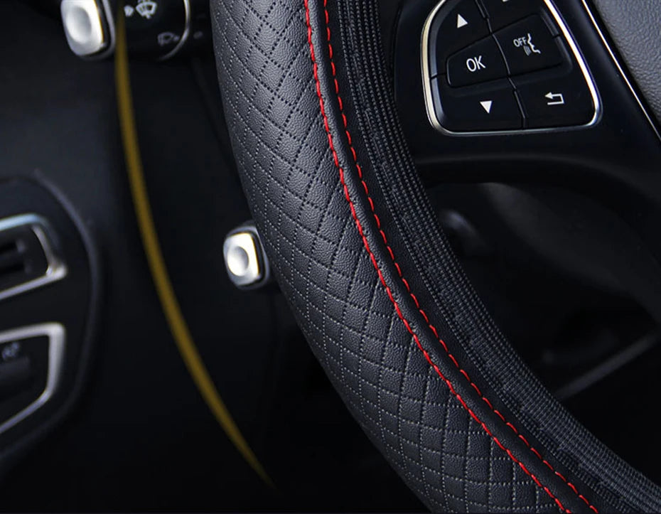 Universal Microfiber Leather Car Steering Wheel Cover 37CM 39CM
