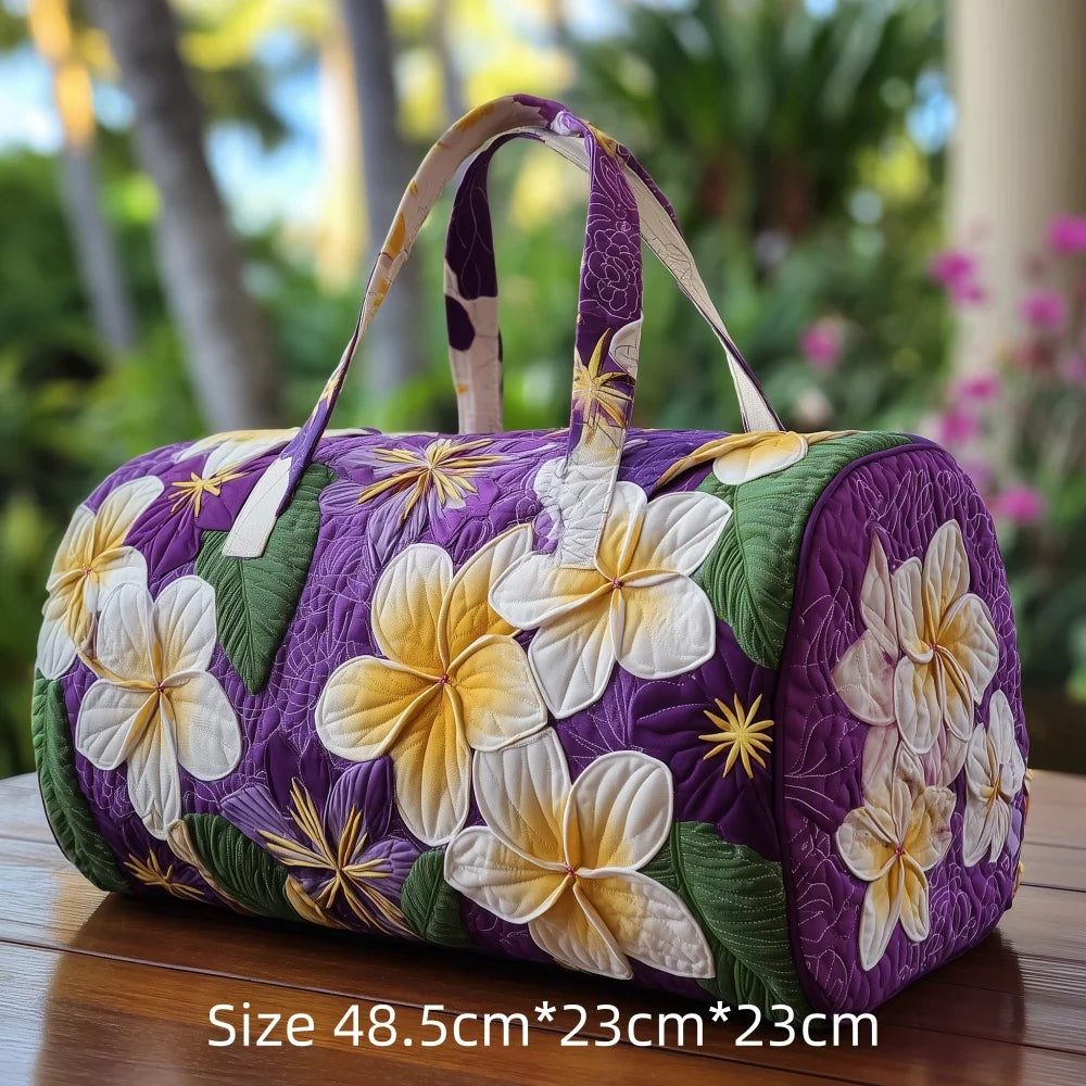 3D Printed Quilted Travel Duffle Bag Floral Pattern Tote Colorful Flowers Carry-On Lightweight Weekender Overnight Bag for Women