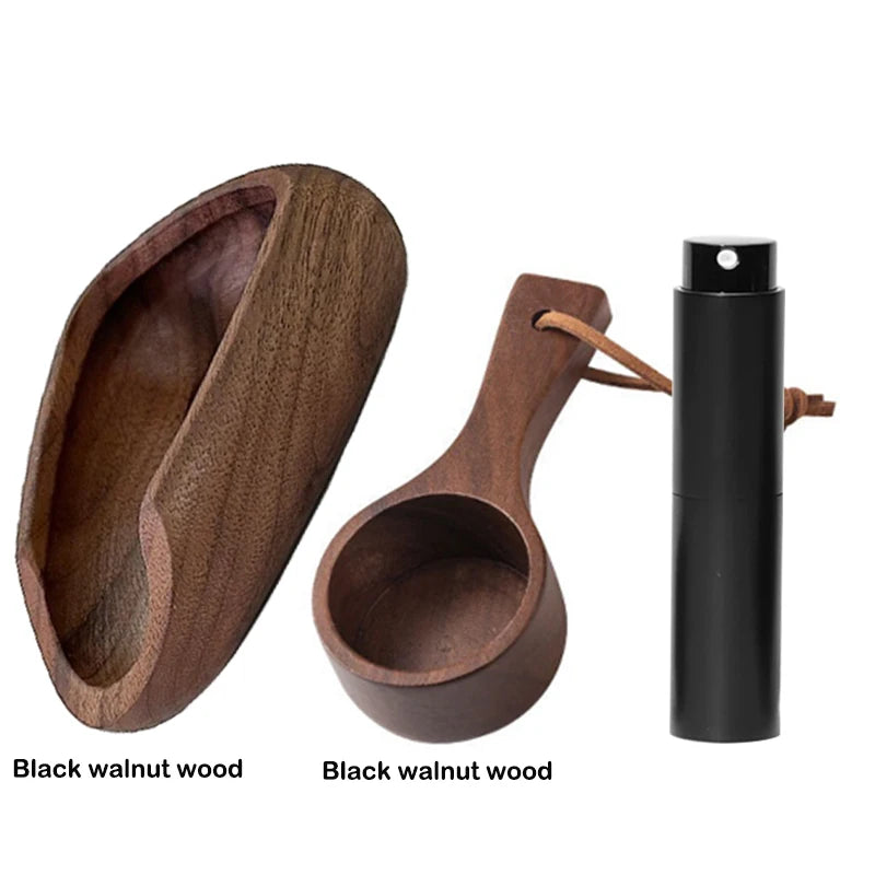 Multifunctional Wooden Coffee Bean Dosing Cup and Light Spray Bottle Barista Set for Enhance Brewing Coffee Experience