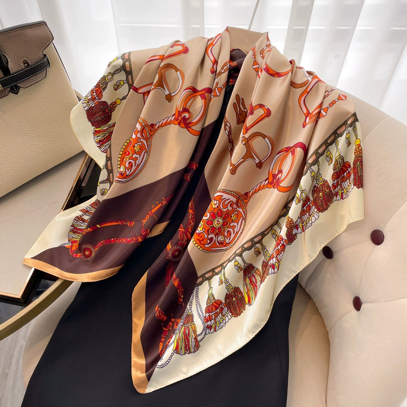 Square Women Scarves Silk Office Ladies Hair Neck Bandanna Headband Foulard Headcloth Muslim Headscarf Female muffler