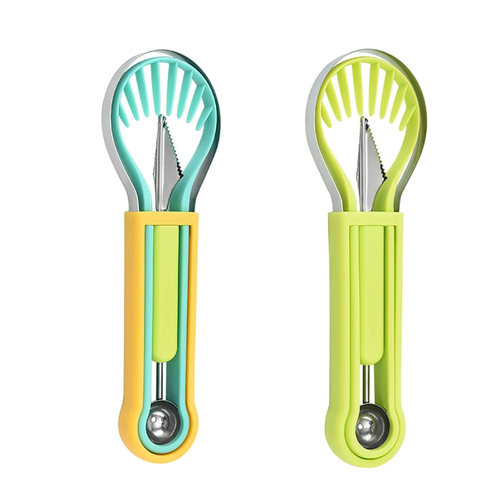 3 In 1 Fruit Ball Digger Carving Knife Kiwi Fruit Lemon Spoon Hami Melon Separating Cutter Portable Household Kitchen Gadget Set