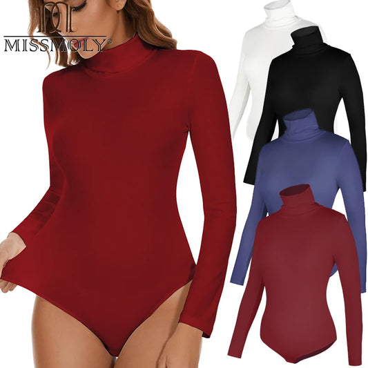 Women Long Sleeve High Collar Bodysuit – Tummy Control Shapewear