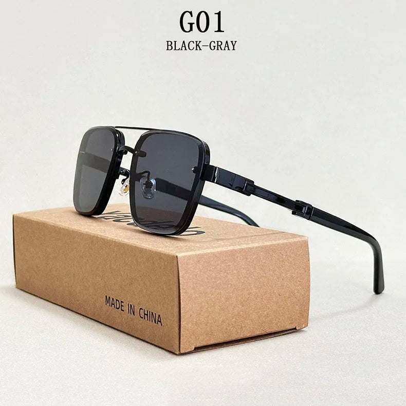 Square Alloy Frame Sunglasses With UV400 Protection