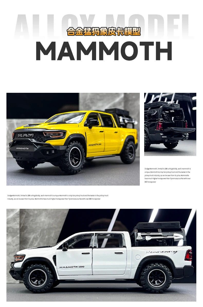 1:32 Dodge RAM 1000 TRX Mammoth Metal Diecast Alloy Car Model Car Central Control Decoration Ornaments Gift With Boyfriend Goods