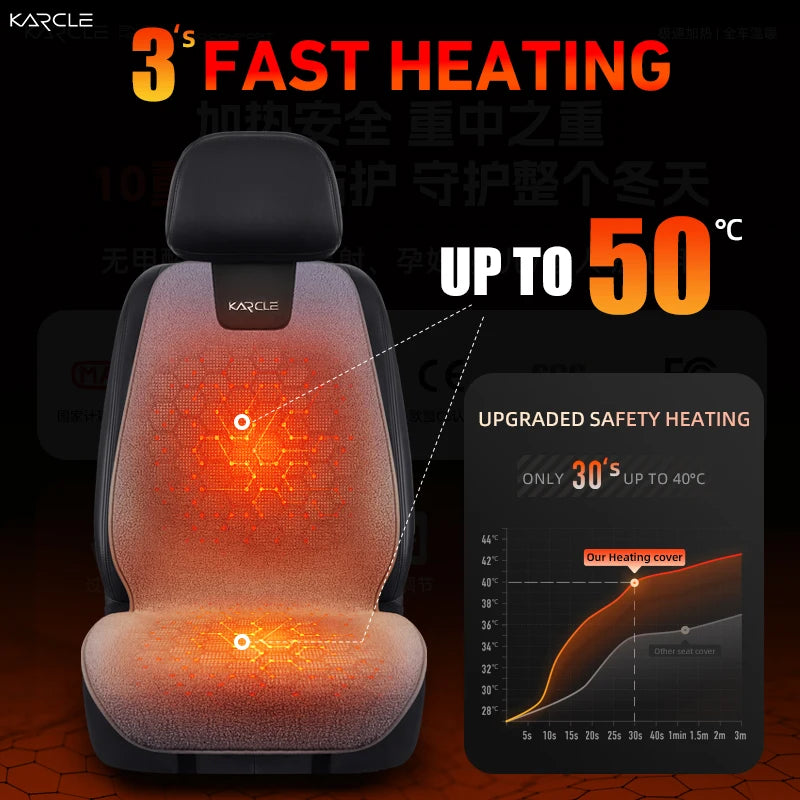 Heated Car Seat Cover Fleece Graphene Fast Car Seat Heater 12/24V Warm Plush Seat Protector Car Heating Mat Winter Seat Cushion
