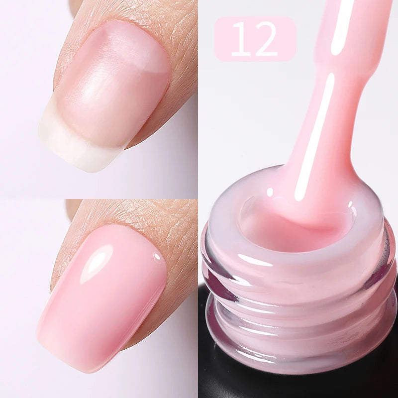 15ml Milky Pink Rubber Base Gel Nail Polish Glitter Semi-Permanent Varnish Soak Off Self Leveling UV LED Polish