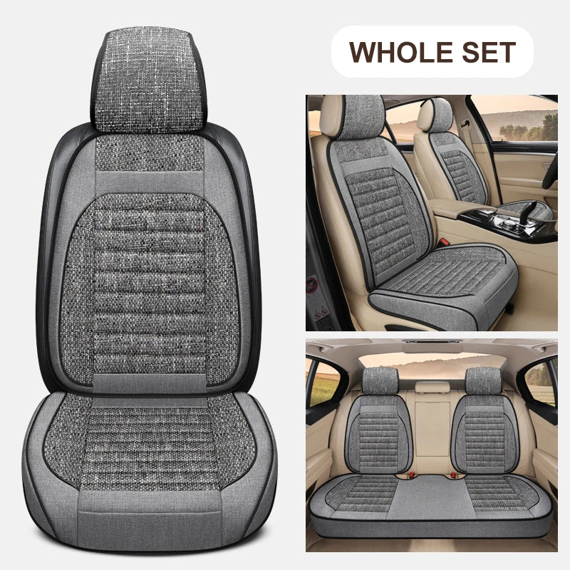 3D Linen Car Seat Covers Universal Leather Car Seat Cushion Full Surrounded Car Seat Pads Breathable Auto Chair Pads Protector