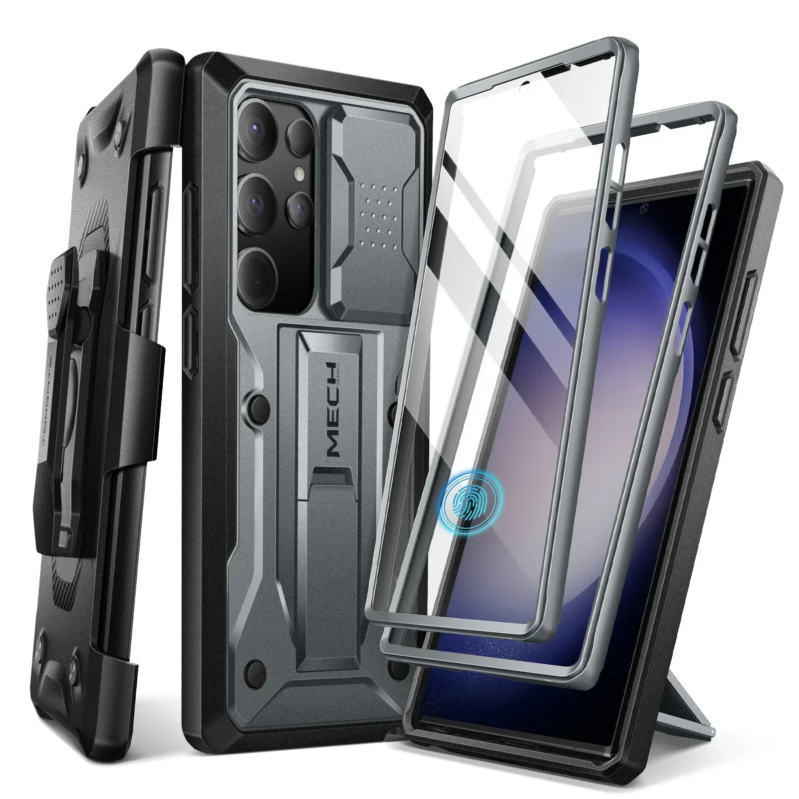 For Samsung Galaxy S24 Ultra Case Full-Body Shockproof Dual Layer Rugged Belt-Clip Case with Front Frame camera Screen Protector