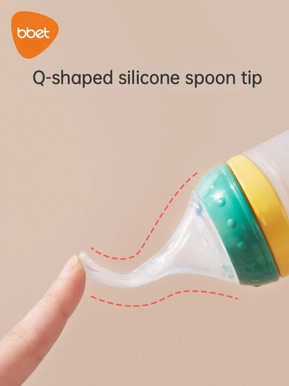 BPA Free Toddlers Training Feeding Silicone Soft Tip Shape Baby Spoon Bottle Feeder