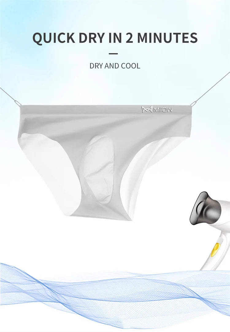 3-Pack Men’s Ice Silk Breathable Transparent Briefs – Thin & Lightweight