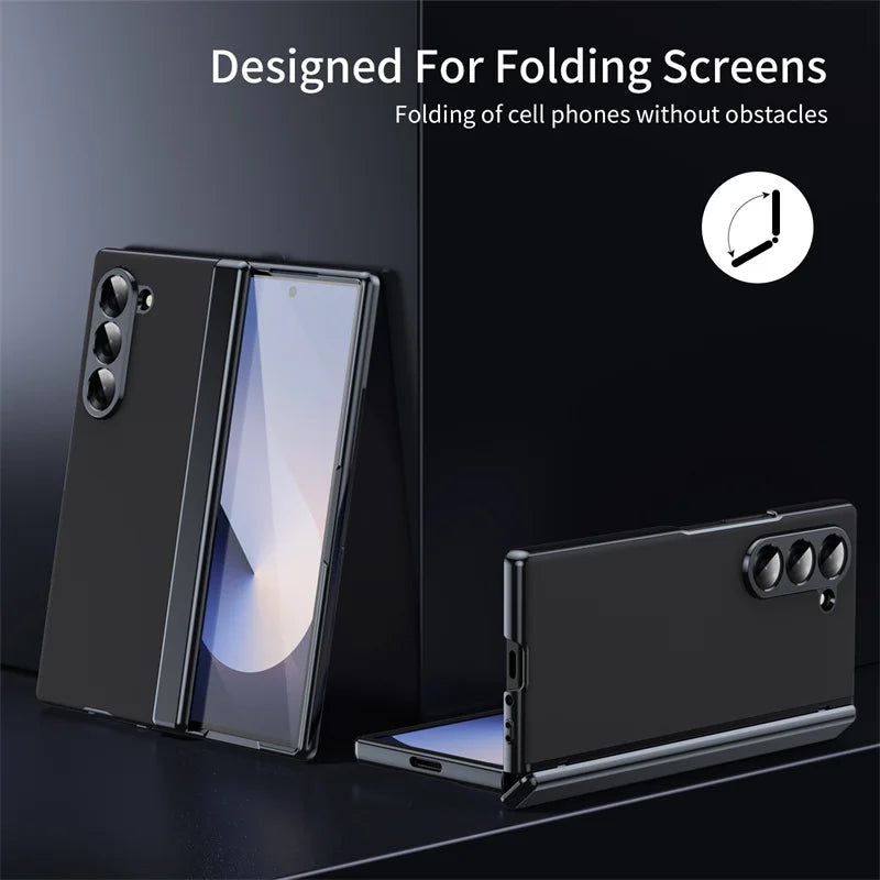Plating Hard Shell Hinge Protection Phone Case for Samsung Galaxy Z Fold 6 5 4 3 5G Full Package Steel Film Protective Cove