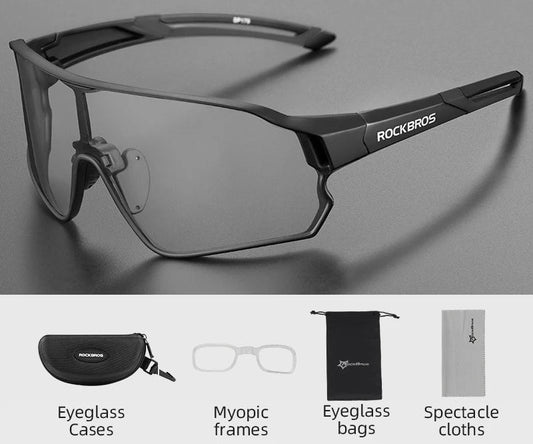 Photochromic Bicycle Glasses UV400 Goggle Large Frame Men Women Sports Bike Eyewear Sungless Adjustable Cycling Glasses