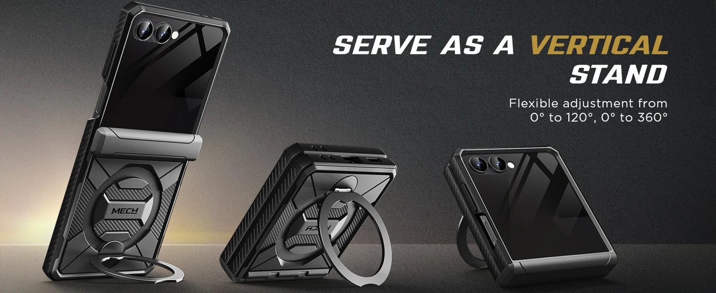 For Samsung Galaxy Z Flip 7 Case with 360° Spin  Ring Stand Built-in Privacy Screen Protector Full-Body Shockproof Cover