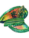 Green Rhinestone Wedding Festival Captain Hat Masquerade Military Cap Handmade Luxury Mucis Festiva lHen Do Hat Sergeant Hat