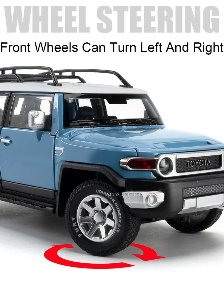1:24 Land Cruiser FJ LC80 Toy Model Diecast Alloy Car Sound Light Pull Back Doors Opened Miniature Vehice Friend's Birthday Gift