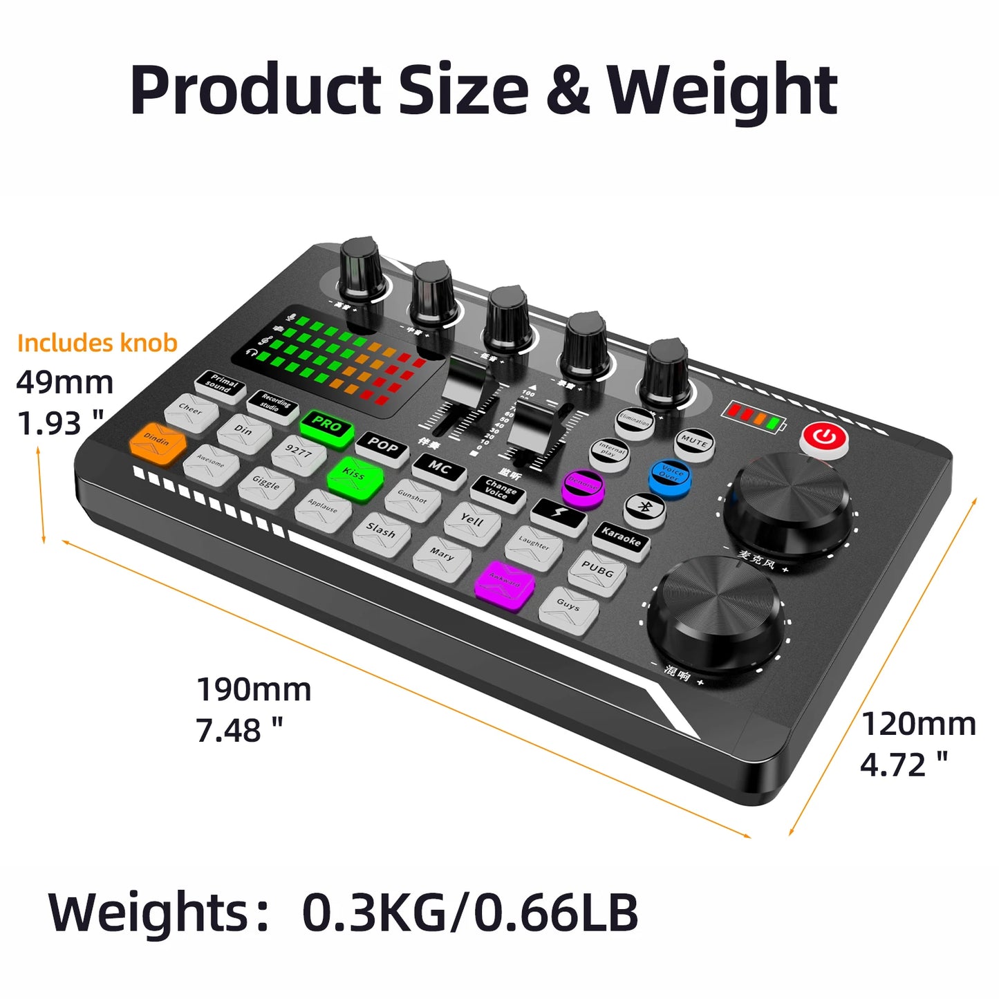 Professional Microphone Mic Bluetooth Sound Mixer Card For PC Condenser USB Wired Digital Live Wireless Soundcard Voice Changer