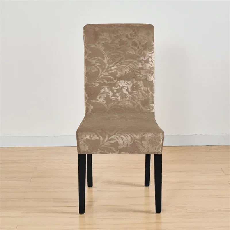 1PC Stretch Dining Chair Cover Jacquard Solid Color Chairs Slipcovers Elastic Soft Seat Covers for Banquet Wedding Hotel Decor