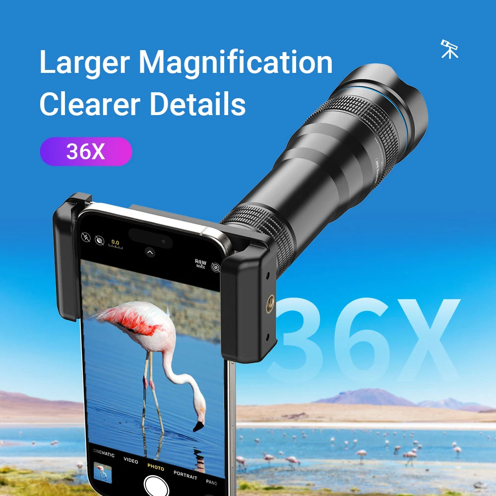 36X Smartphone Telephoto Monocular Lens with Universal Clip