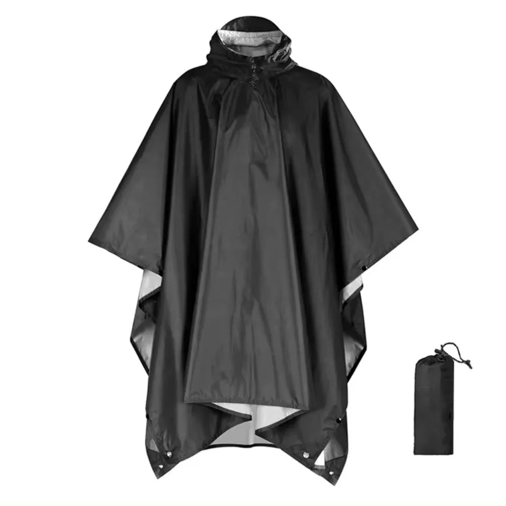 Three in One Waterproof Rain Poncho with Hood and Sleeves for Hiking