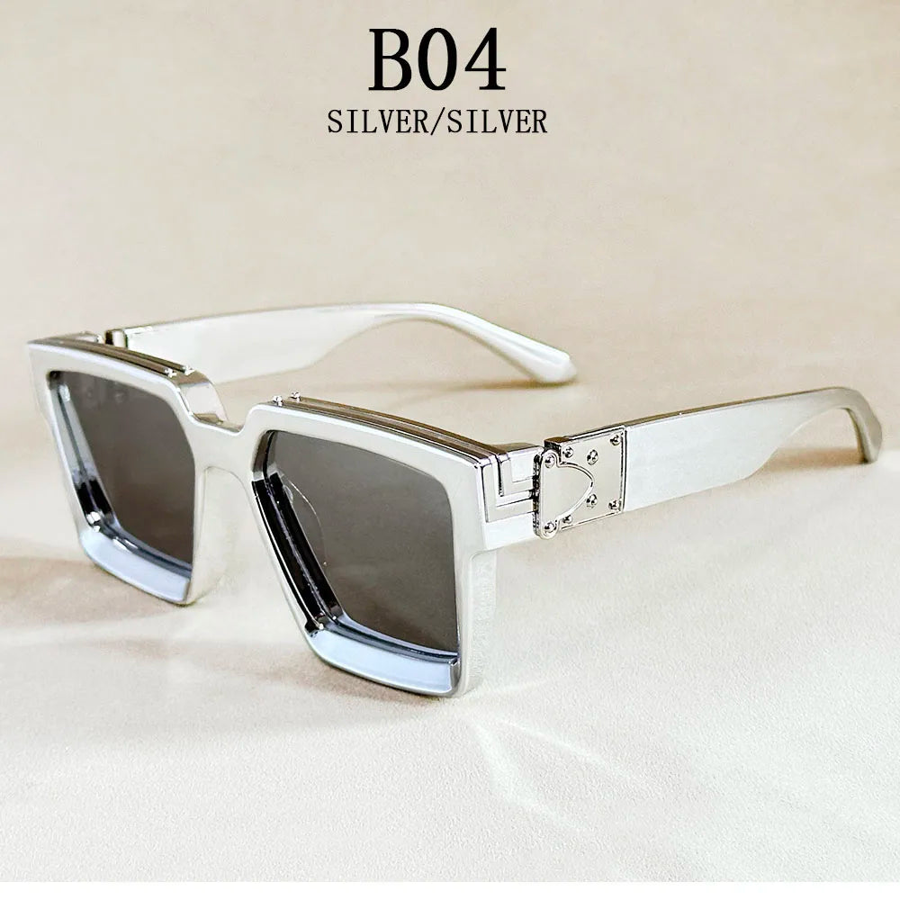Retro Square Millionaire Sunglasses With UV400 Protection