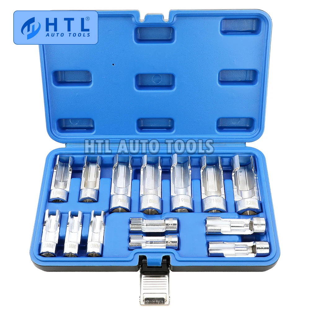 14Pcs/set 8mm To 22mm 3/8" 1/2" Fuel Line Socket Wrench Union Nut Socket Open Oil Pipe Removal Sleeve Car Repairing Tools