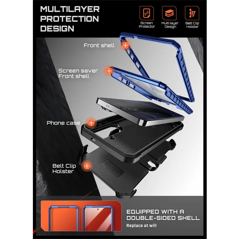 Rugged Magnetic Phone Case with Kickstand and Belt Clip for Samsung Galaxy S26 Plus