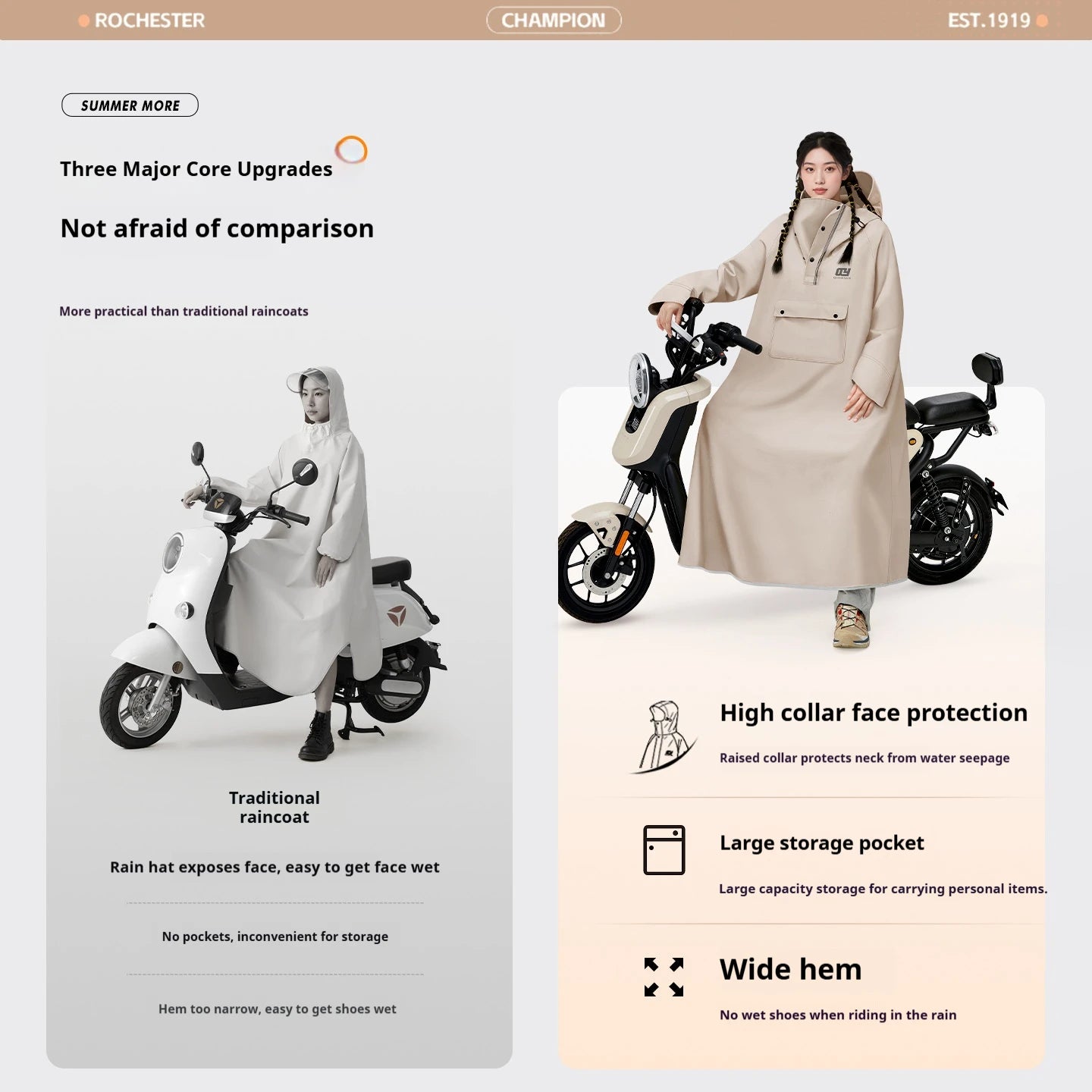 Full Length Waterproof Motorcycle Raincoat with Shoe Covers