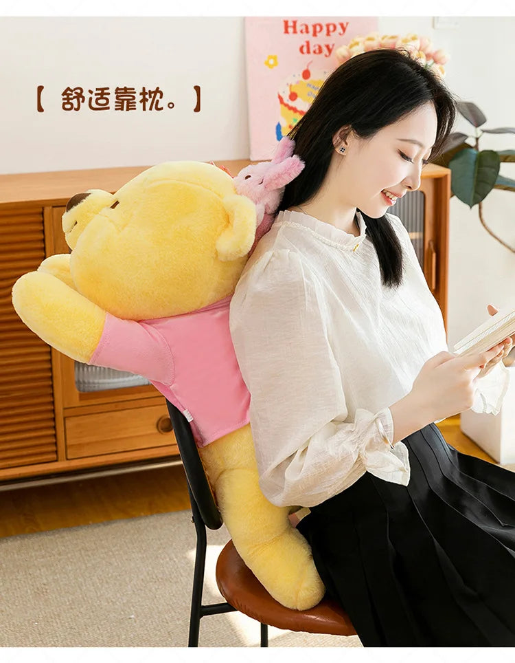 80cm New Cherry Blossom Series Kawaii Stitch Plush Toy Stuffed Doll Cute Winnie Dumbo Sitting Figure Kids Birthday Xmas Gift