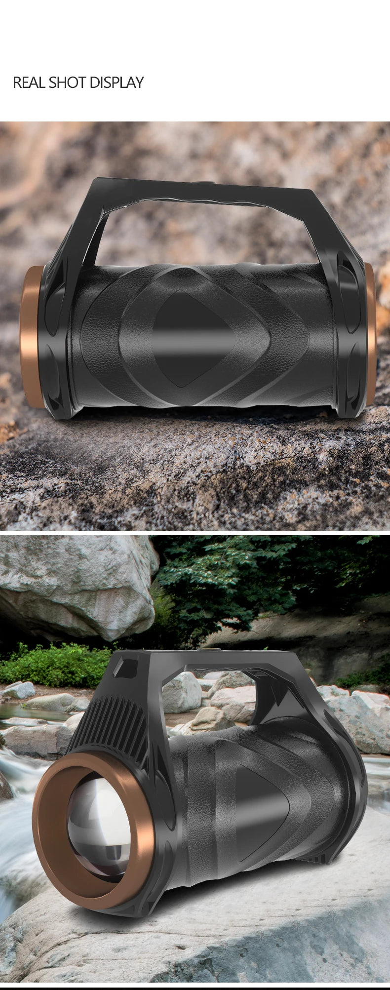 uper Bright Rechargeable Spotlight Rotating Zoom LED Flashlight with COB Sensor Light Power Bank