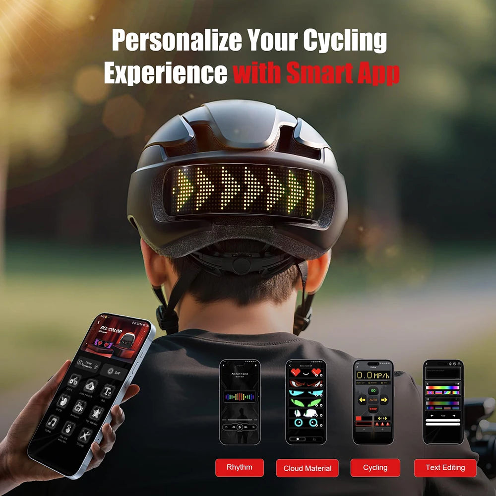 LED Display Cycling Helmet Adjustable Road And Mountain Bike Helmet