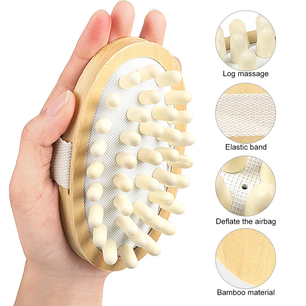 Body Anti Cellulite Brush Soothing Wooden Essential Oil Spa Air Cushion Massage Hair Comb Scalp Massage Brush Dead Skin Remover