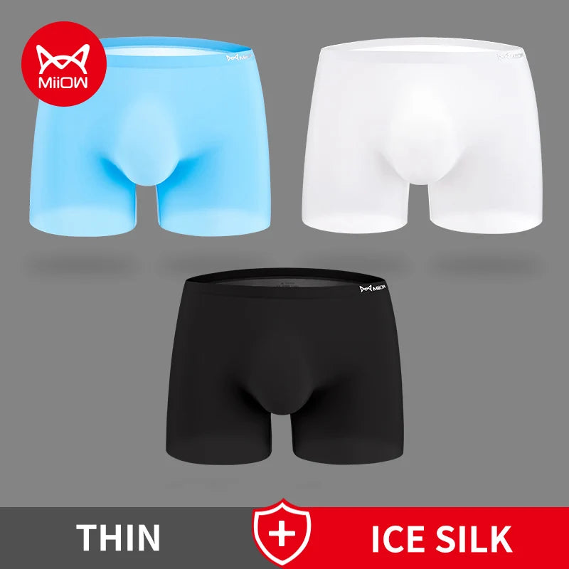 3-Pack Men’s Seamless Ice Silk Transparent Boxer Shorts – Breathable, Lightweight (Sizes L-4XL)