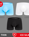 3-Pack Men’s Seamless Graphene Ice Silk Boxer Shorts – Antibacterial & Breathable