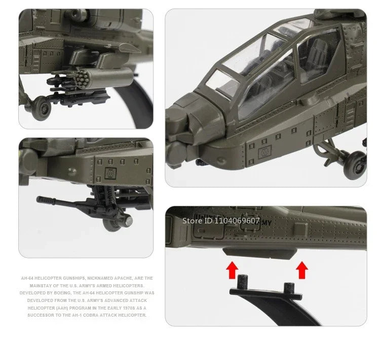 1:32 AH-64 Apache Helicopter Diecast Model Toy