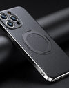 Magnetic Leather for Magsafe Case for iPhone 16 15 14 Pro Max 16Pro Ring Luxury Lens Protection Holder Phone Back Cover