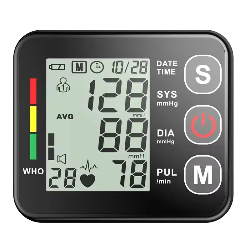 Wrist Digital Blood Pressure Monitor Voice Medical Tonometer Automatic Tonometer Meter Medical Tensiometer Pulse Rate Meter