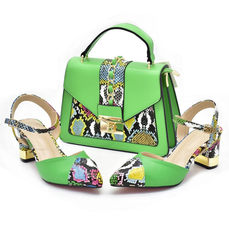 Latest Design Matching Nigerian Party Shoes and Bags for Ladies Patent Leather Shoes for Women Sandals African Bag and Shoe Sets