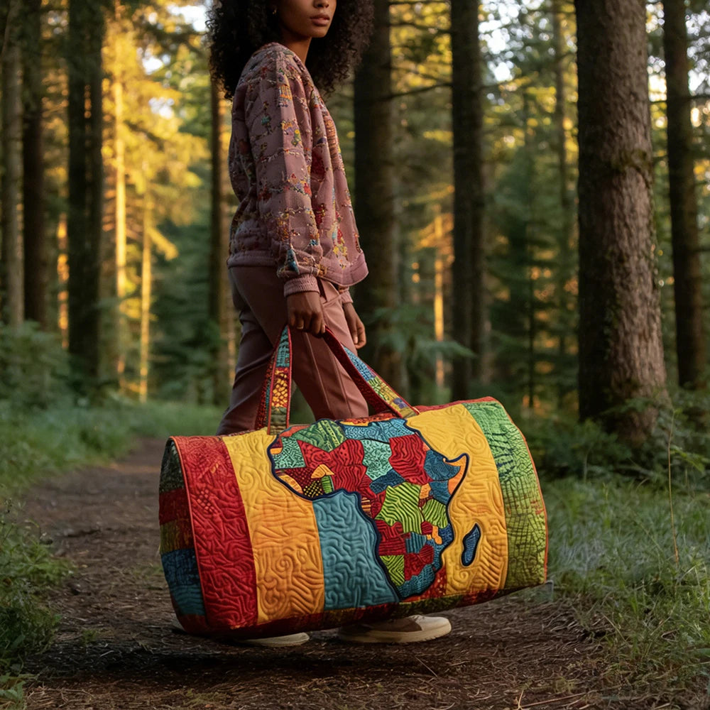 3D Quilted Africa Travel Bag for Women Boho Weekender Bag with African Women Map Print Carry on Luggage Unique Festival Bags
