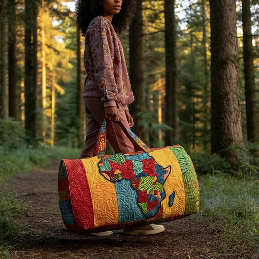 3D Quilted African Print Travel Duffel Bag