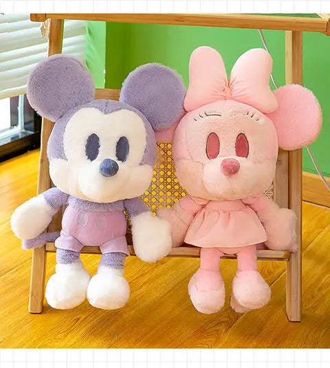 Kawaii Mickey Minnie Plush Toy Couple Doll Stuffed Dolls Animal Kids Birthday Gift for Girls Soft Cuddly Pillow Pal Wholesale