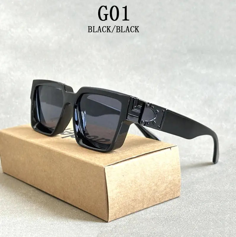 Retro Millionaire Square Sunglasses With UV400 Protection
