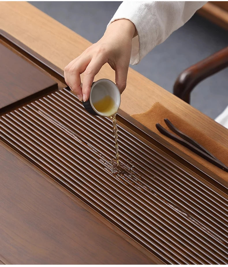 Tea Tray Household Solid Wood Tea Brewing Table Light Luxury High-End Tea Tray Kung Fu Tea Set Office Desk Wooden Tray