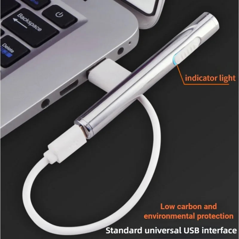 USB Rechargeable Lighter Mini Compact Long Windproof Electric Heating Wire Metal Material Men's Cigarette Lighter
