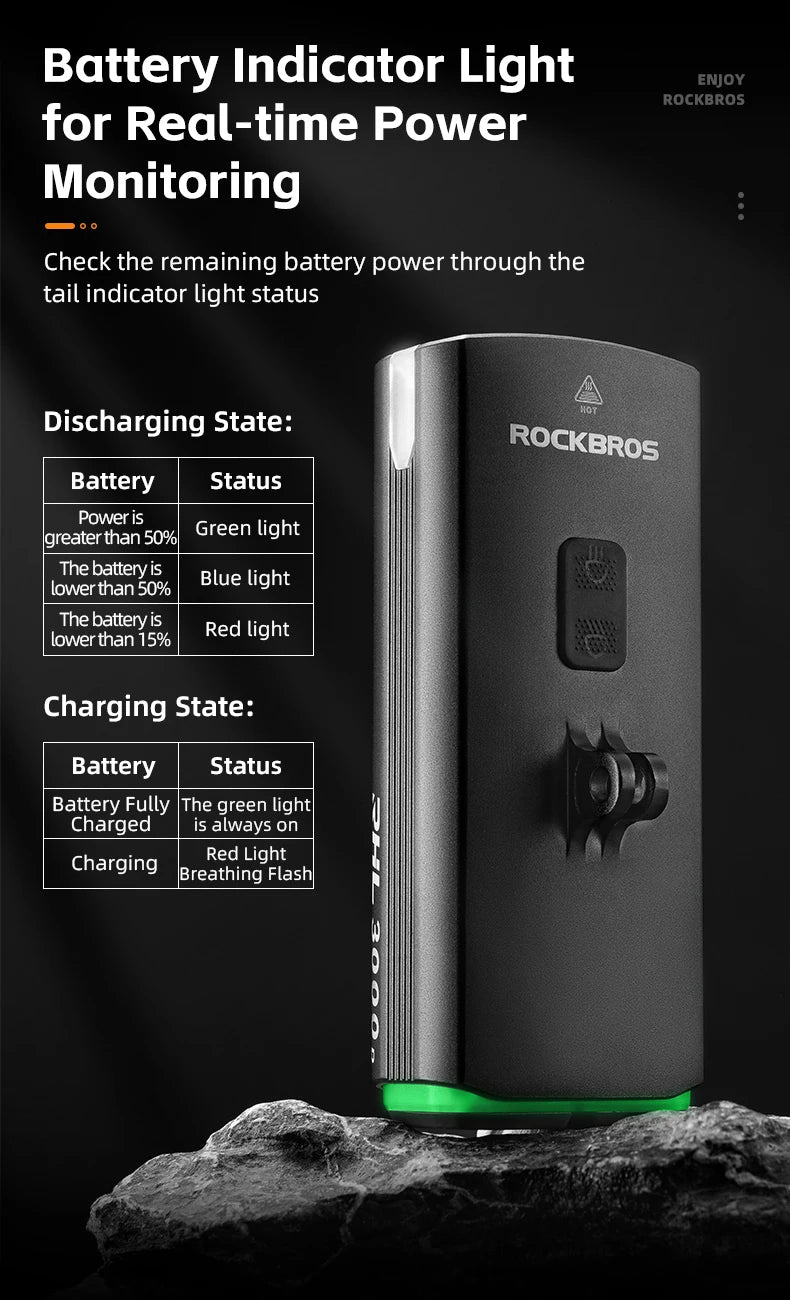 3000LM Bike Light 10000mAH Flashlight High-Low Beam Bicycle Front Light Powerbank Waterproof MTB Road Cycling Headlight